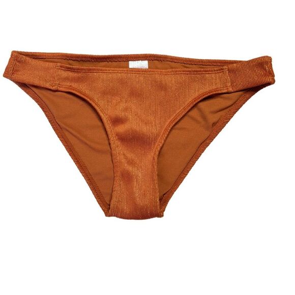 Xhilaration Rust Metallic Ribbed 2-Piece Swimsuit Set - Picture 4 of 8
